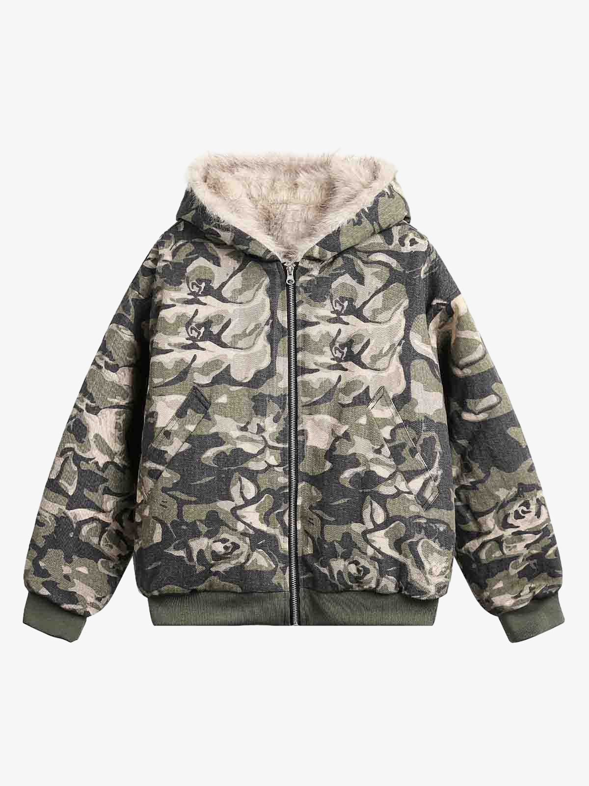 Theprecipice Camouflage Fur Hooded Jacket - 2353