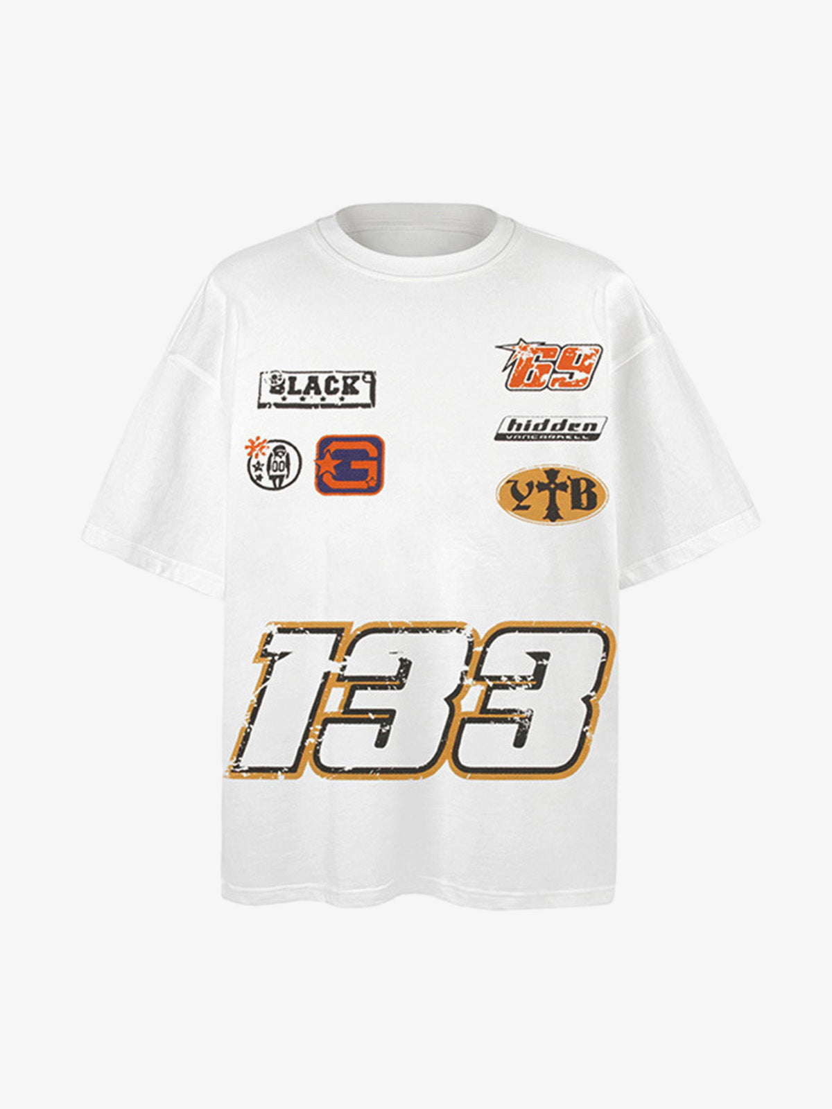 Patchwork Graphic Print Oversized Tee