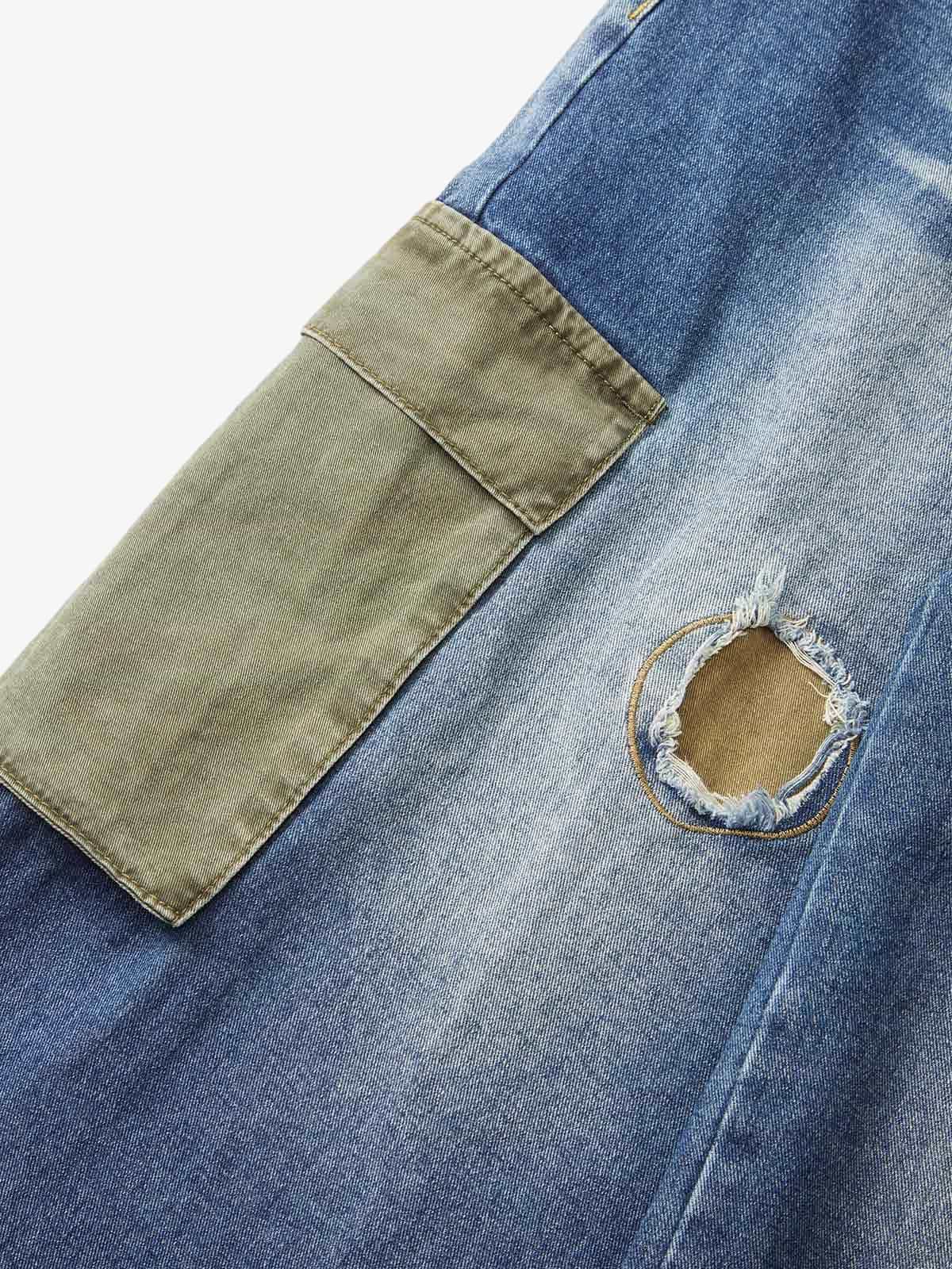 Theprecipice Homemade Large Pocket Cargo Jeans