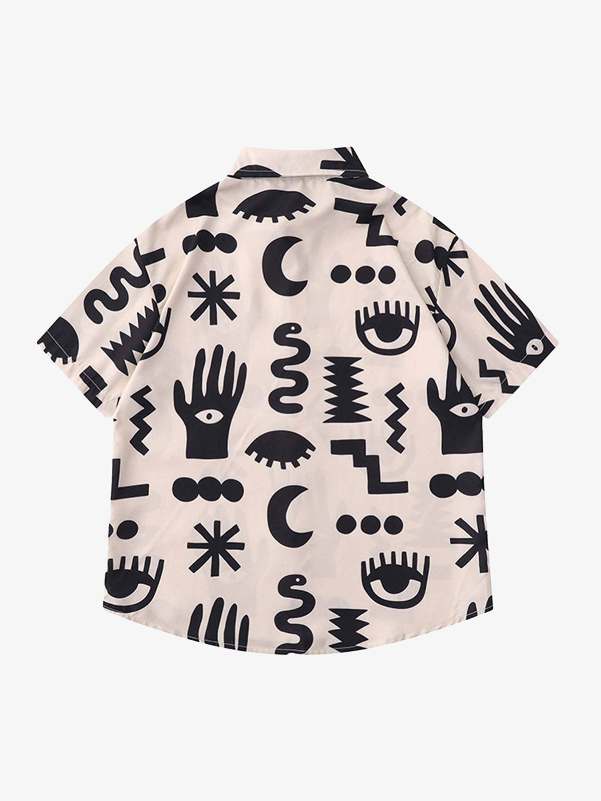 Theprecipice Vintage Full Print Lapel Short Sleeve Shirt