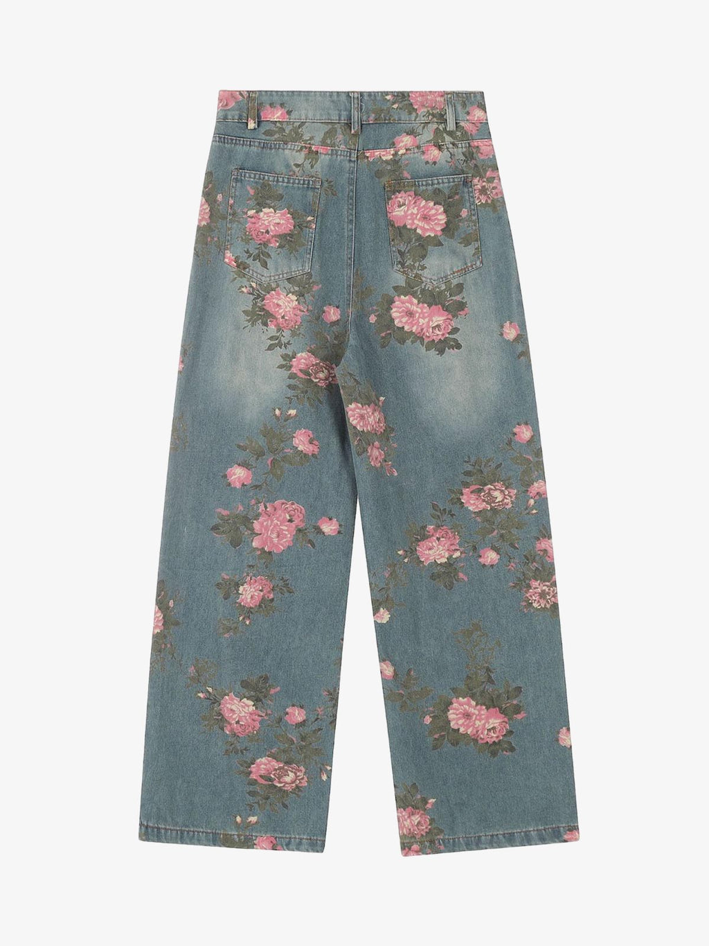 Theprecipice Floral Print Straight Jeans - 2409