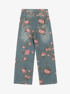 Theprecipice Floral Print Straight Jeans - 2409