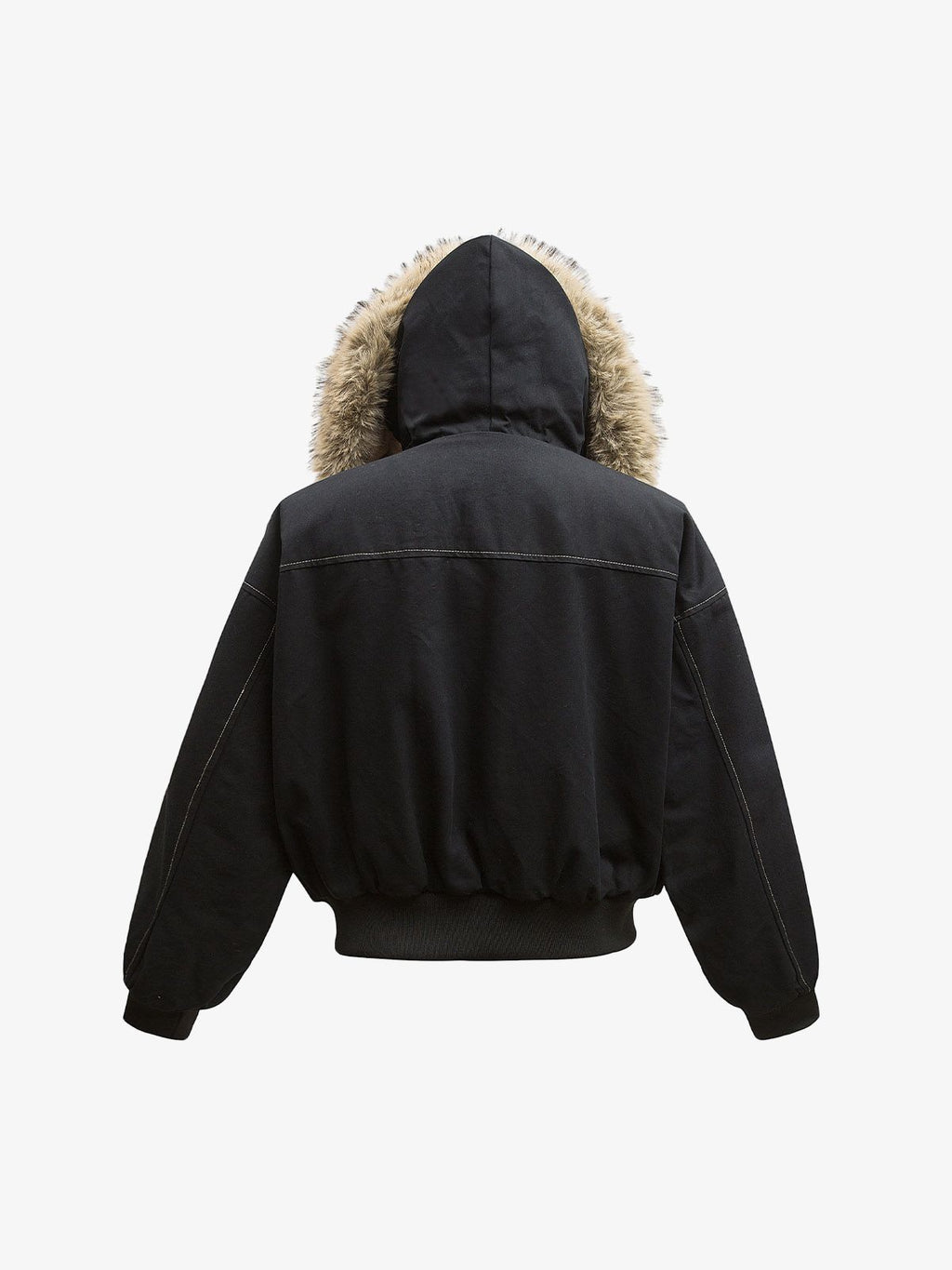 Faux Fur Lined Zip Up Winter Hooded Bomber Jacket - 2560