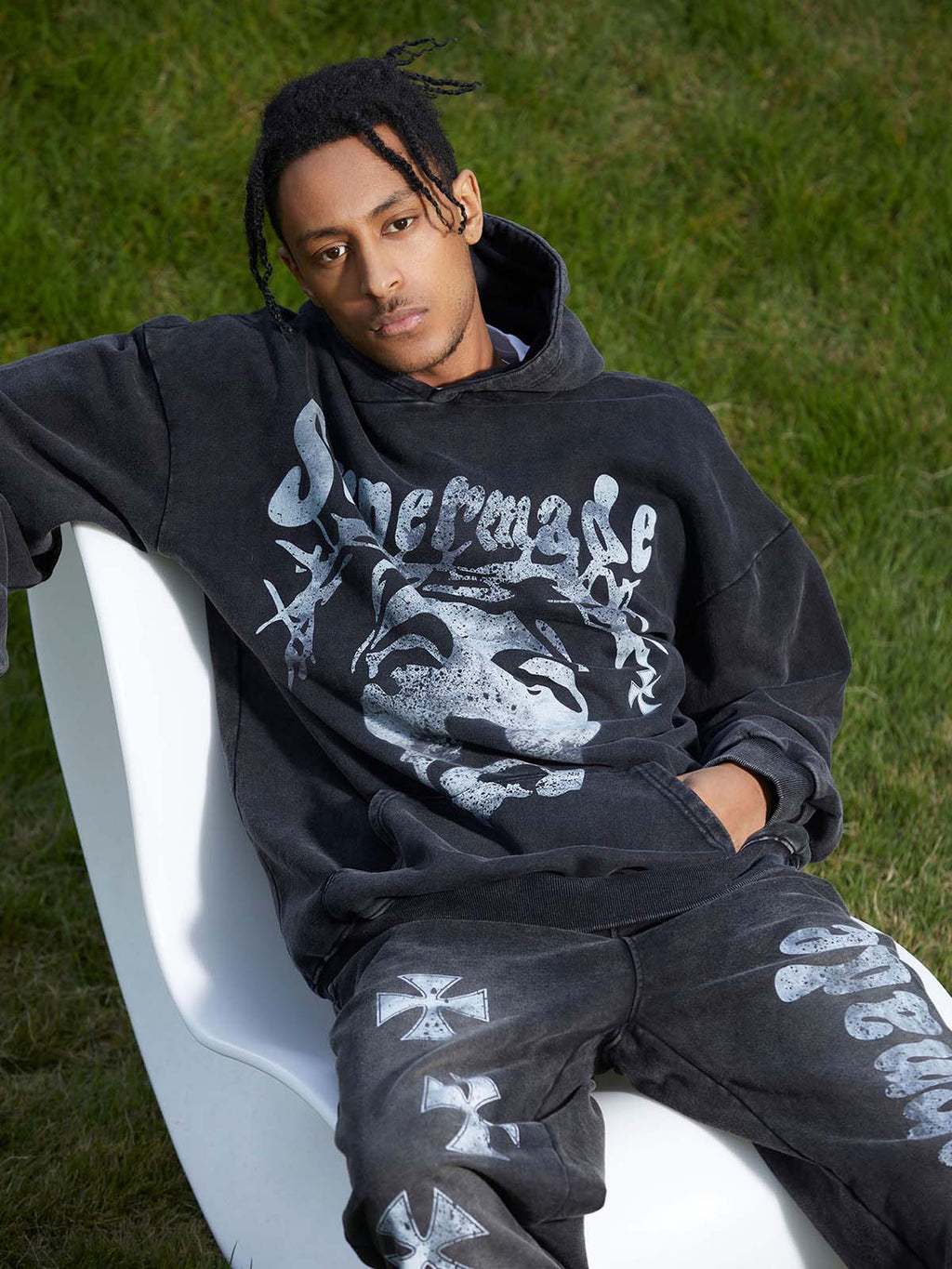 Theprecipice Heavy Washed Jesus Graphic Hoodie - 1973