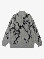 Theprecipice Lightning Graphic Imitation Mink Fur Zip Up Sweater