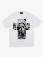 Original Retro Virgin Mary Mottled Cross Print T-Shirt