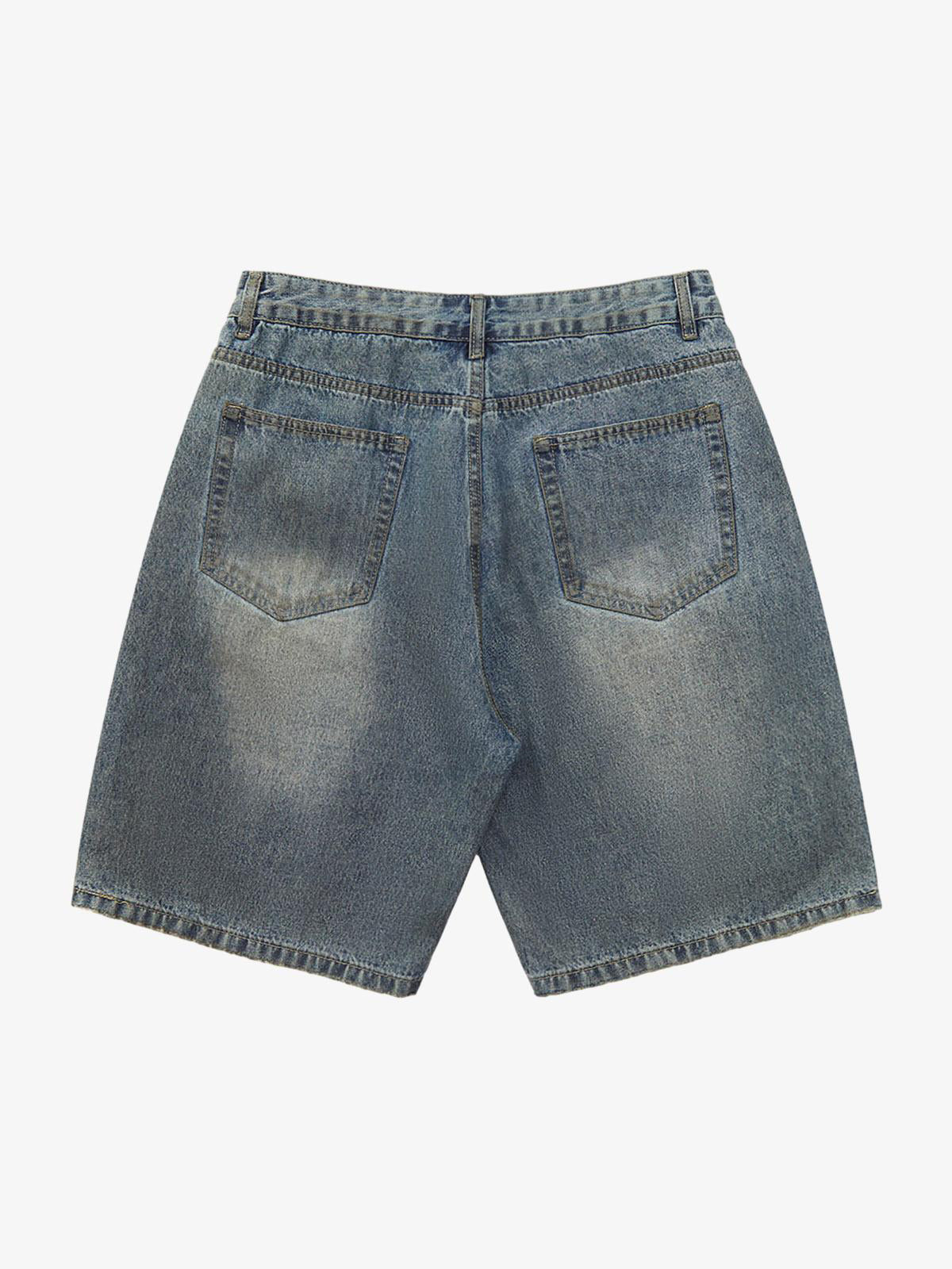 Theprecipice American Street Style Washed Distressed Shorts