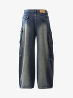 Heavy Washed Workwear Baggy Barrel Jeans - 2337