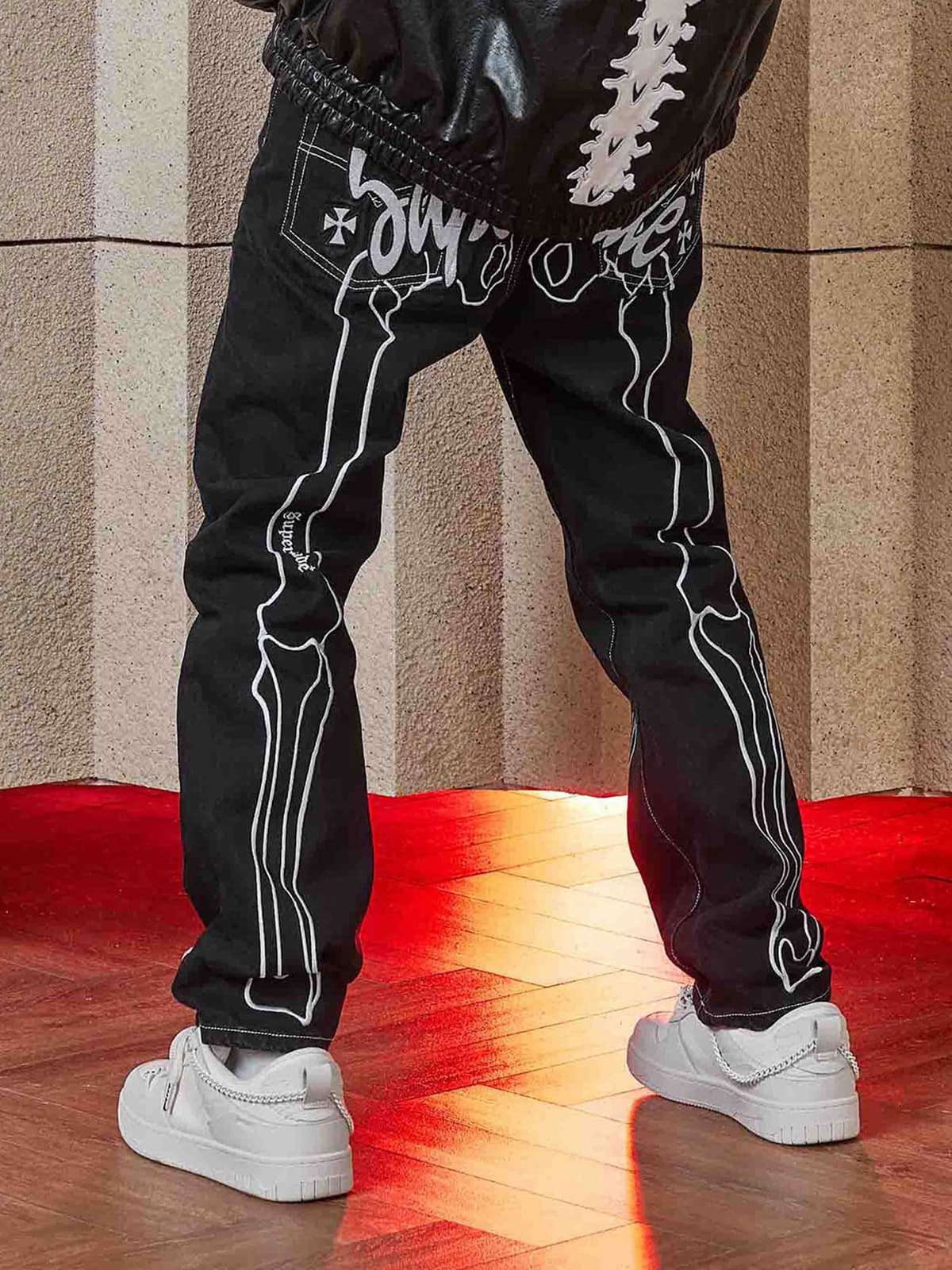 Theprecipice Hip Hop Bones Embroidered Jeans - 1859