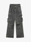 Theprecipice Street Stitching Multi-Pocket Workwear Washed Jeans - 2209