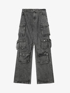 Theprecipice Street Stitching Multi-Pocket Workwear Washed Jeans - 2209