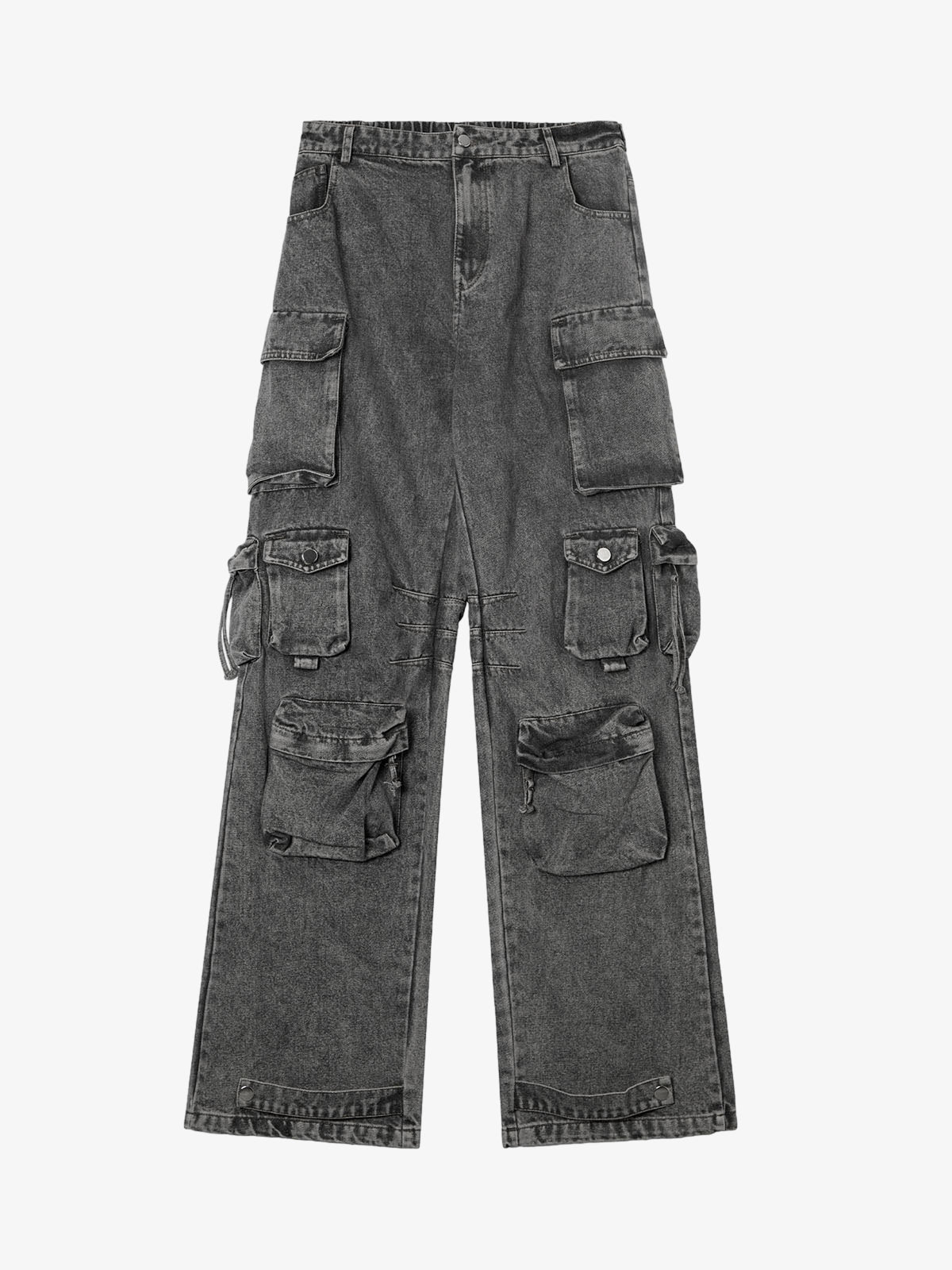 Theprecipice Street Stitching Multi-Pocket Workwear Washed Jeans - 2209
