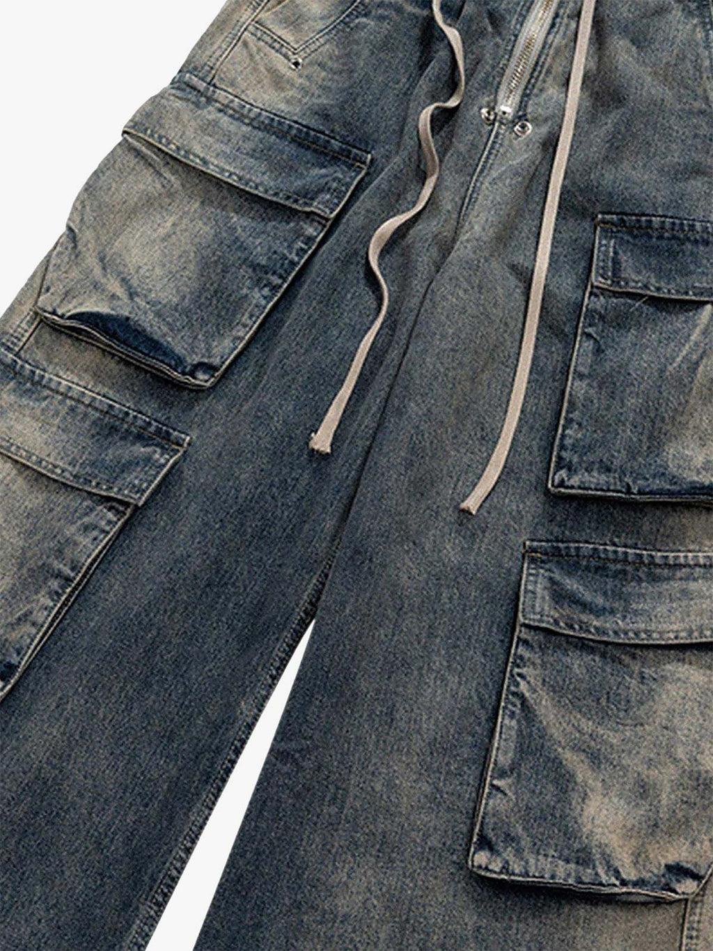 Theprecipice Wide Leg Multi-Pocket Straight Leg Loose Jeans - 1666