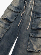 Theprecipice Wide Leg Multi-Pocket Straight Leg Loose Jeans - 1666