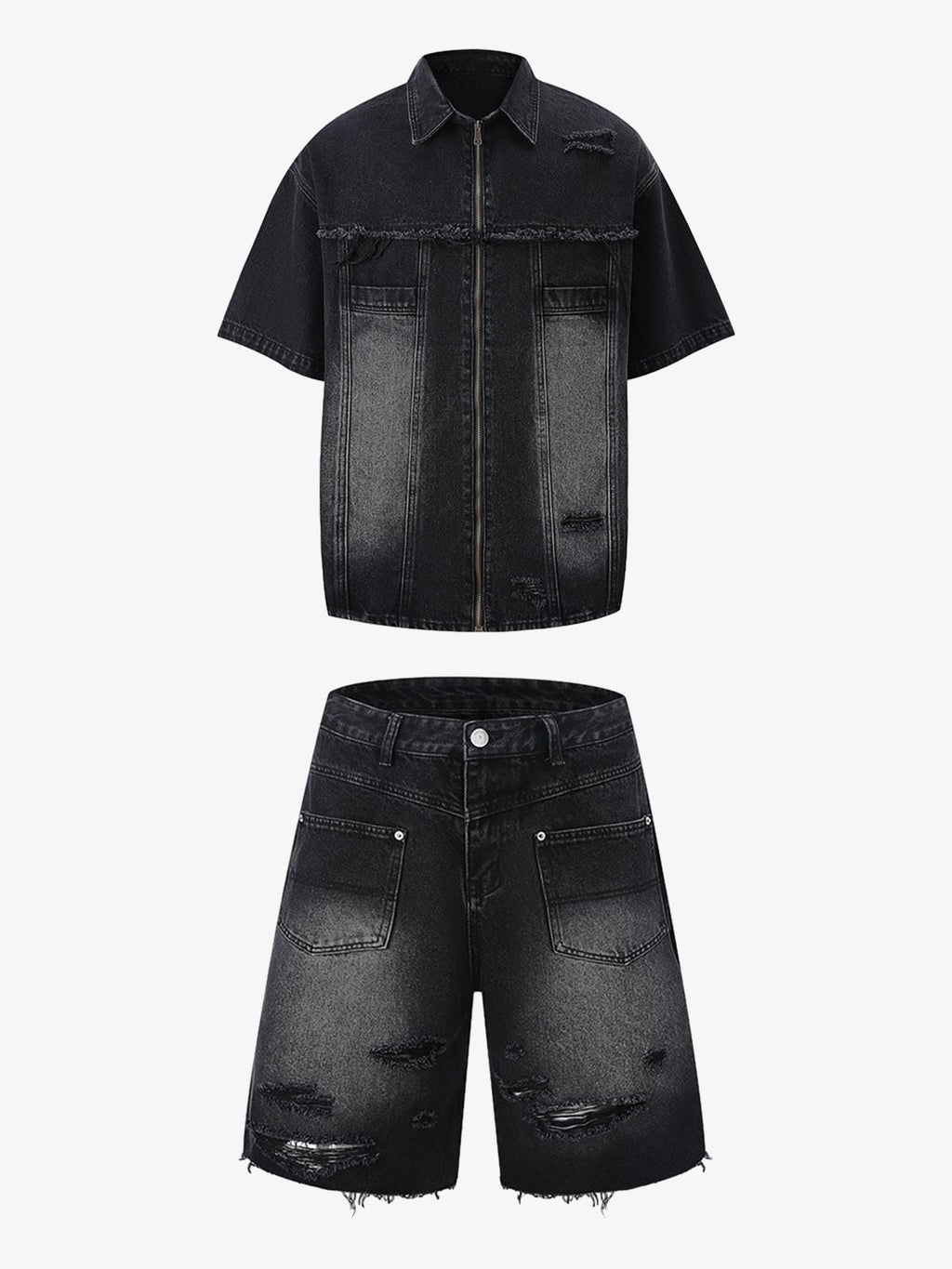Denim Distressed Ripped Suit - 2460