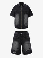 Denim Distressed Ripped Suit - 2460
