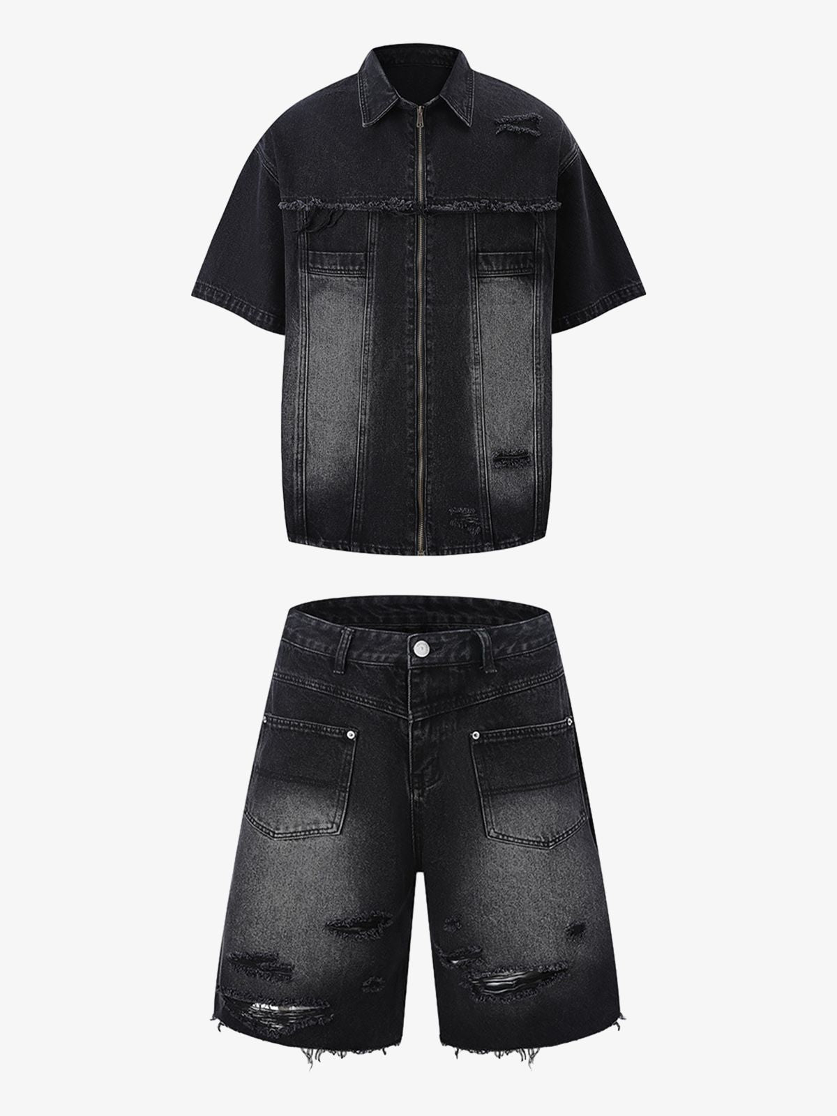Denim Distressed Ripped Suit - 2460