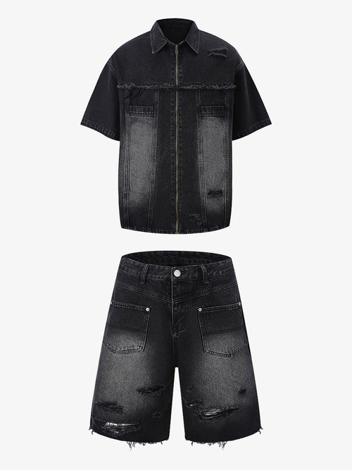 Denim Distressed Ripped Suit - 2460