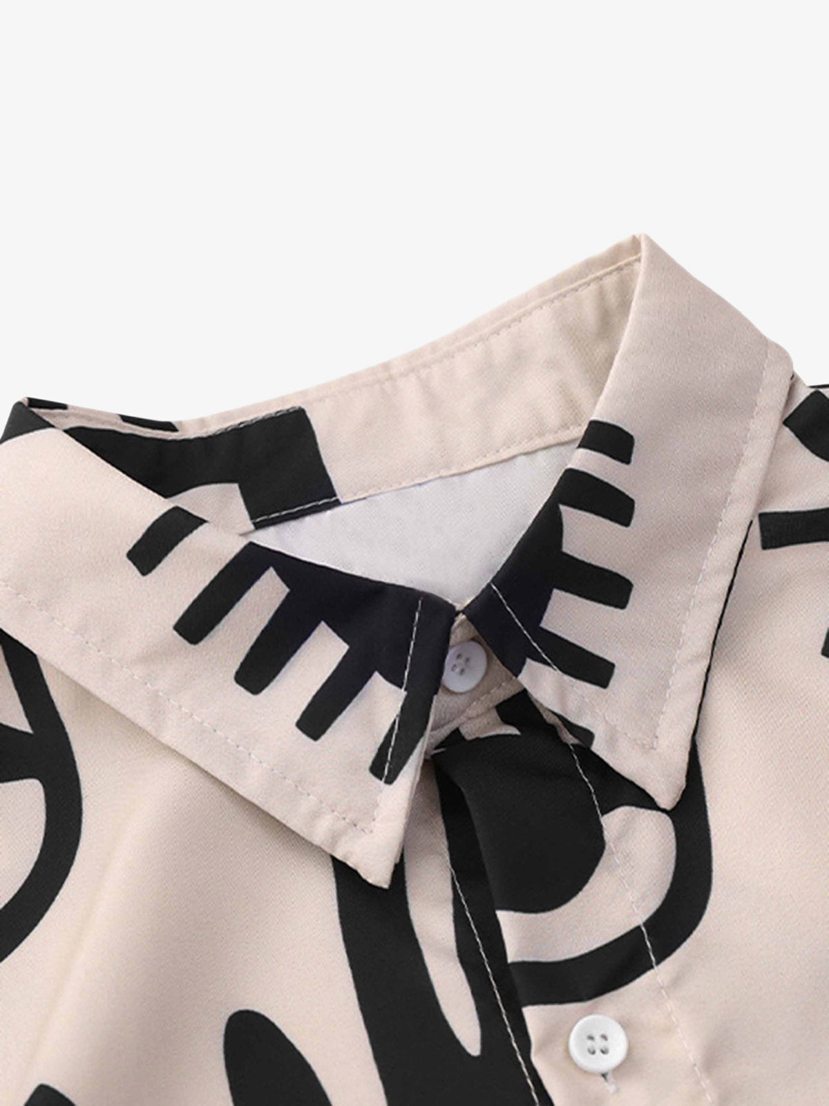 Theprecipice Vintage Full Print Lapel Short Sleeve Shirt