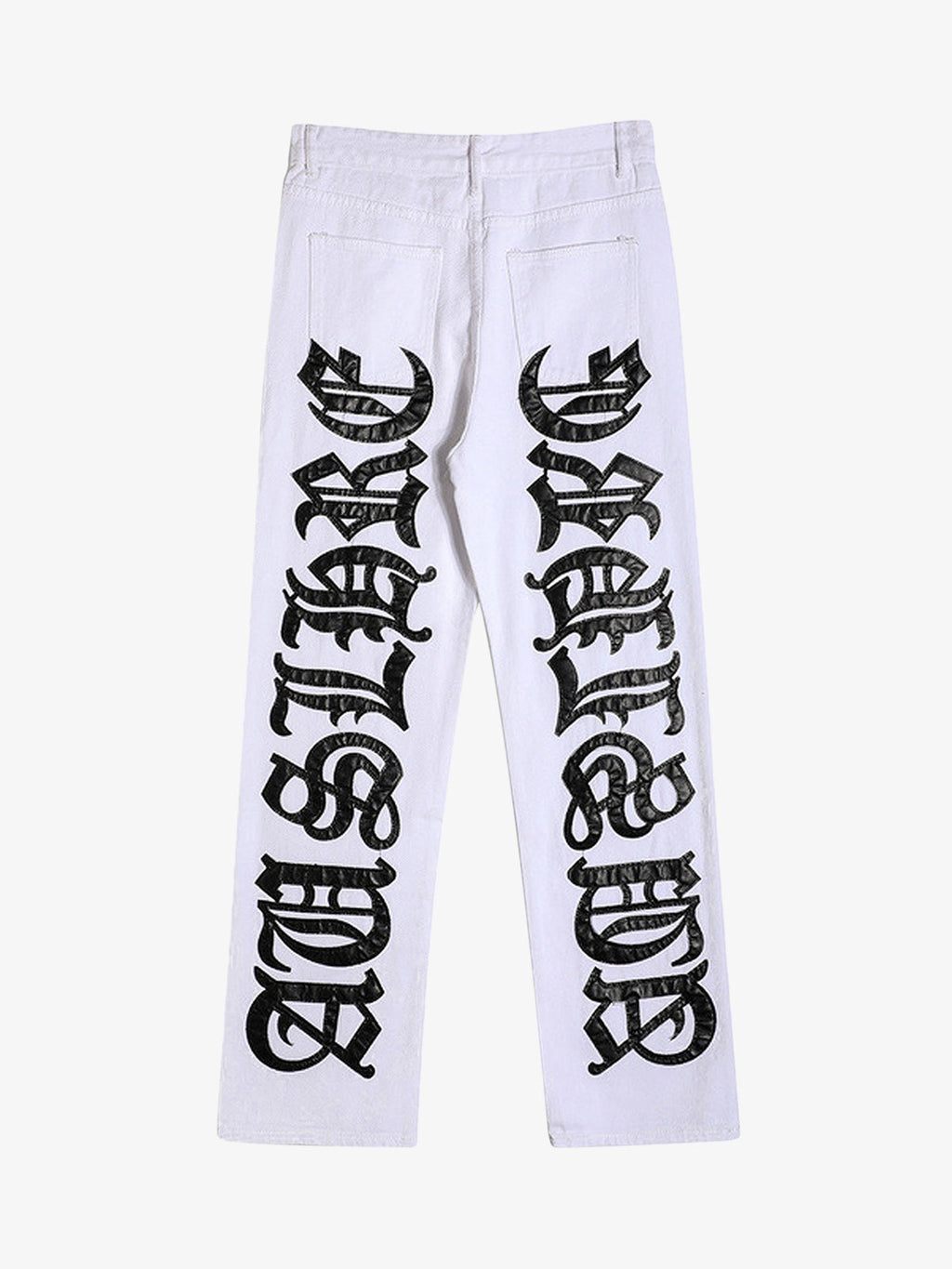 Theprecipice Burning Text Embroidered Letters Jeans -1478