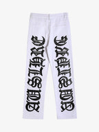 Theprecipice Burning Text Embroidered Letters Jeans -1478