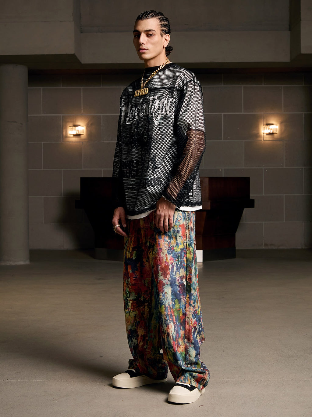Street Oil Painting Color Straight Jeans - 2348
