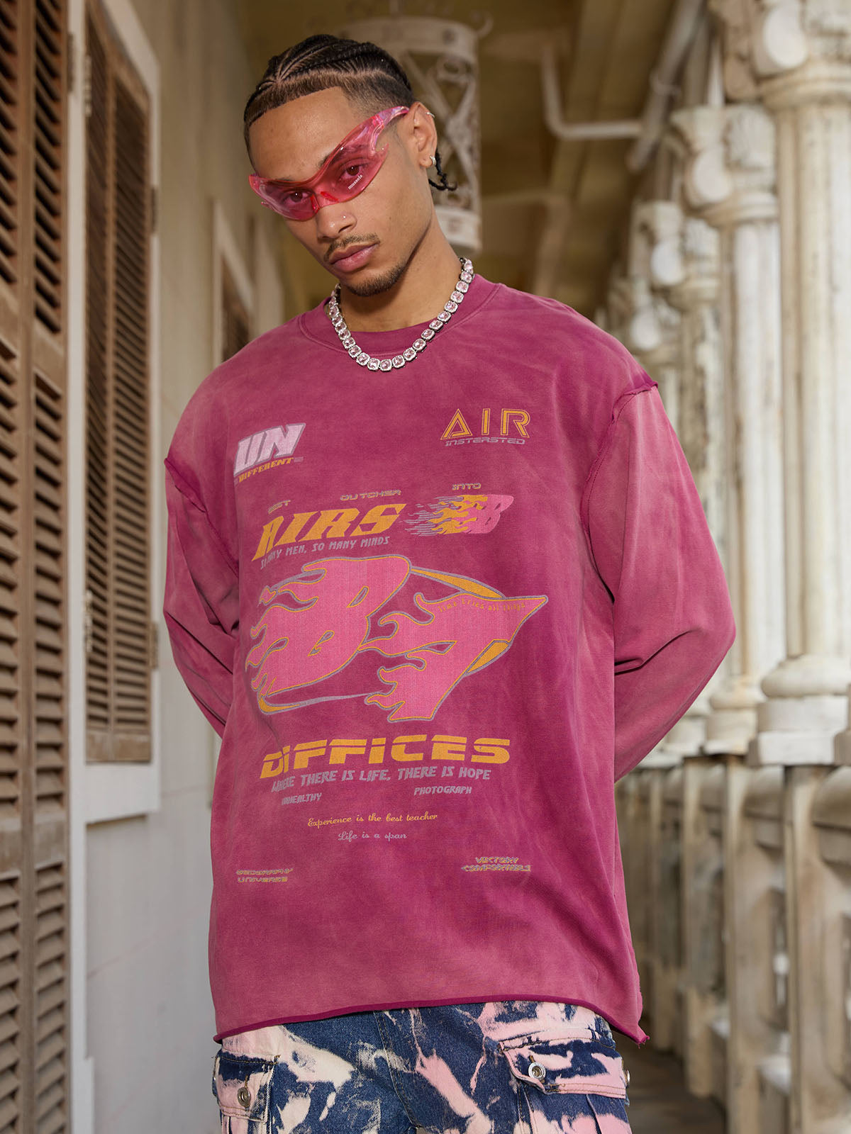 Theprecipice Washed Edge Long Sleeve T-Shirt