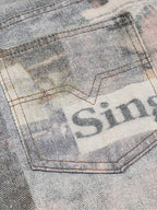 Graffiti Newspaper Baggy Jeans - 2404
