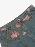 Theprecipice Floral Print Straight Jeans - 2409