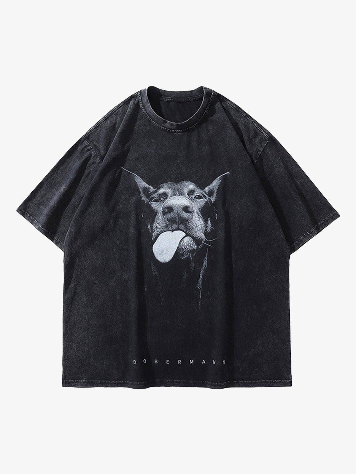 Theprecipice Retro Hip-hop Doberman Print T-shirt - 2172