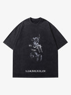 Theprecipice Retro Washed Distressed Doberman Pinscher T-shirt-2202
