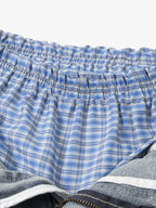 Plaid Double Waist Baggy Jeans - 2505