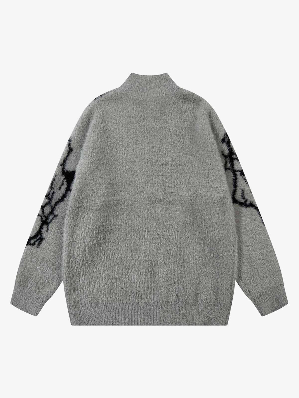 Theprecipice Lightning Graphic Imitation Mink Fur Zip Up Sweater