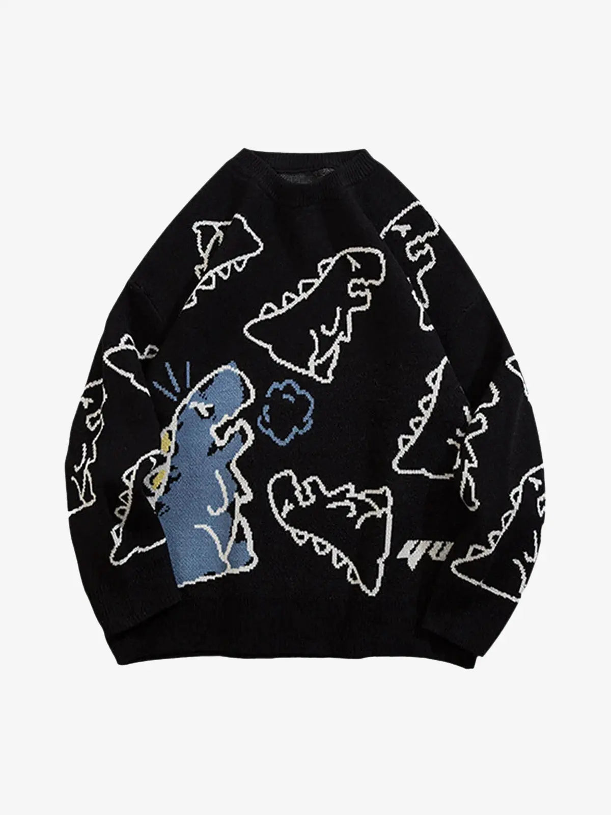 Theprecipice Cartoon Dinosaur Printed Sweater - 1004