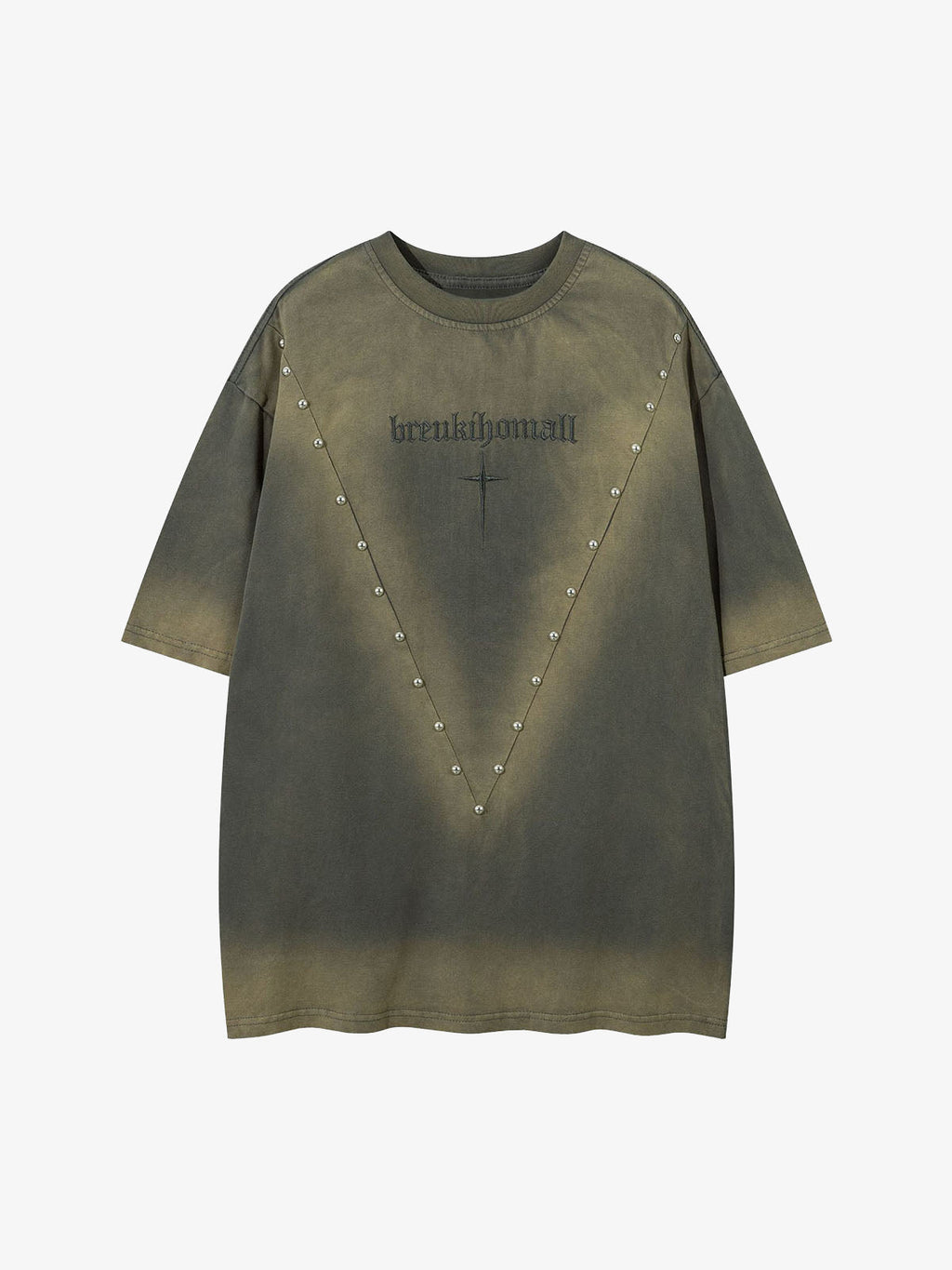 Oversized Cross and Studed T-Shirt