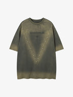 Oversized Cross and Studed T-Shirt