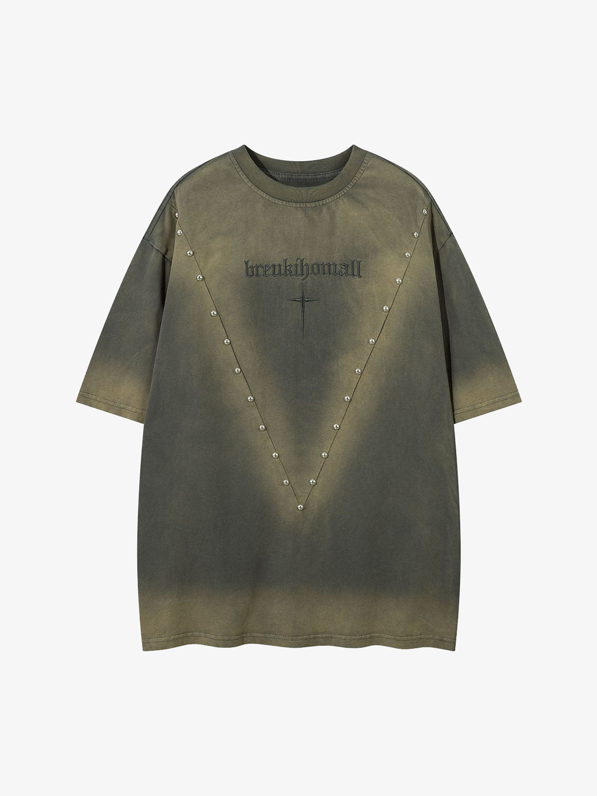 Oversized Cross and Studed T-Shirt
