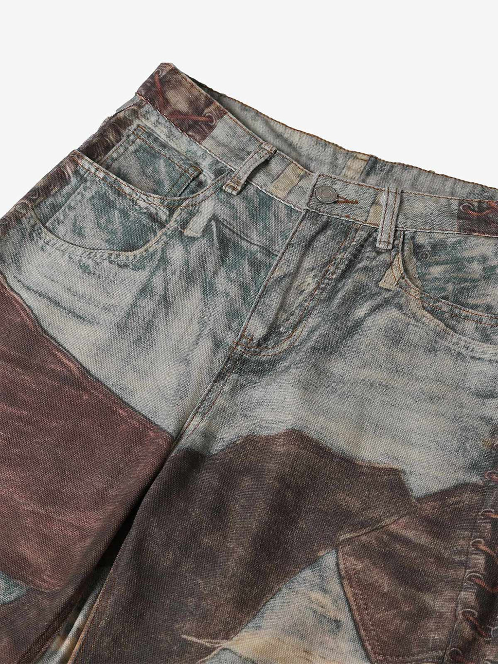 Theprecipice High Street Distressed Washed Printed Jeans - 2246