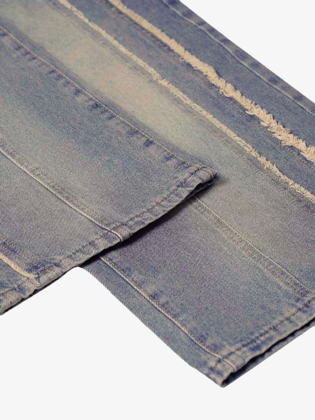 Theprecipice Washed Distressed Raw Edge Baggy Jeans - 2271