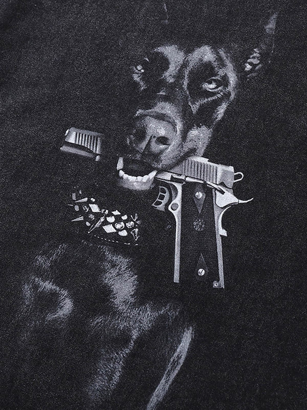 Theprecipice Retro Washed Distressed Doberman Pinscher T-shirt-2202