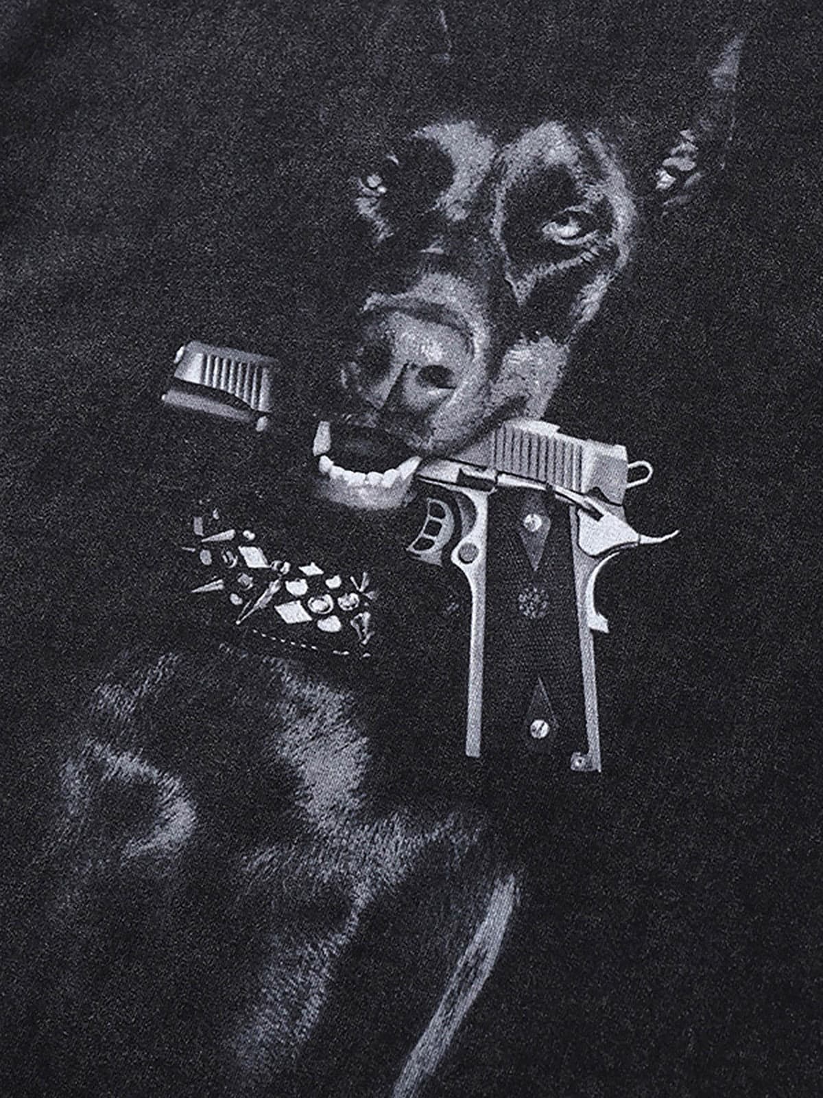 Theprecipice Retro Washed Distressed Doberman Pinscher T-shirt-2202