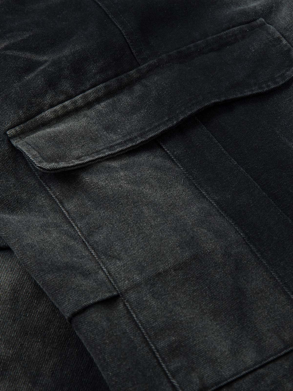 Washed Multi Pocket Drawstring Cargo Jeans