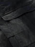 Washed Multi Pocket Drawstring Cargo Jeans