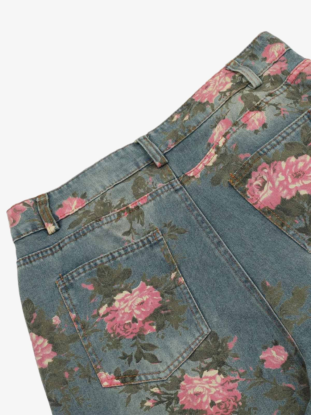 Theprecipice Floral Print Straight Jeans - 2409