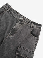 Theprecipice Street Stitching Multi-Pocket Workwear Washed Jeans - 2209