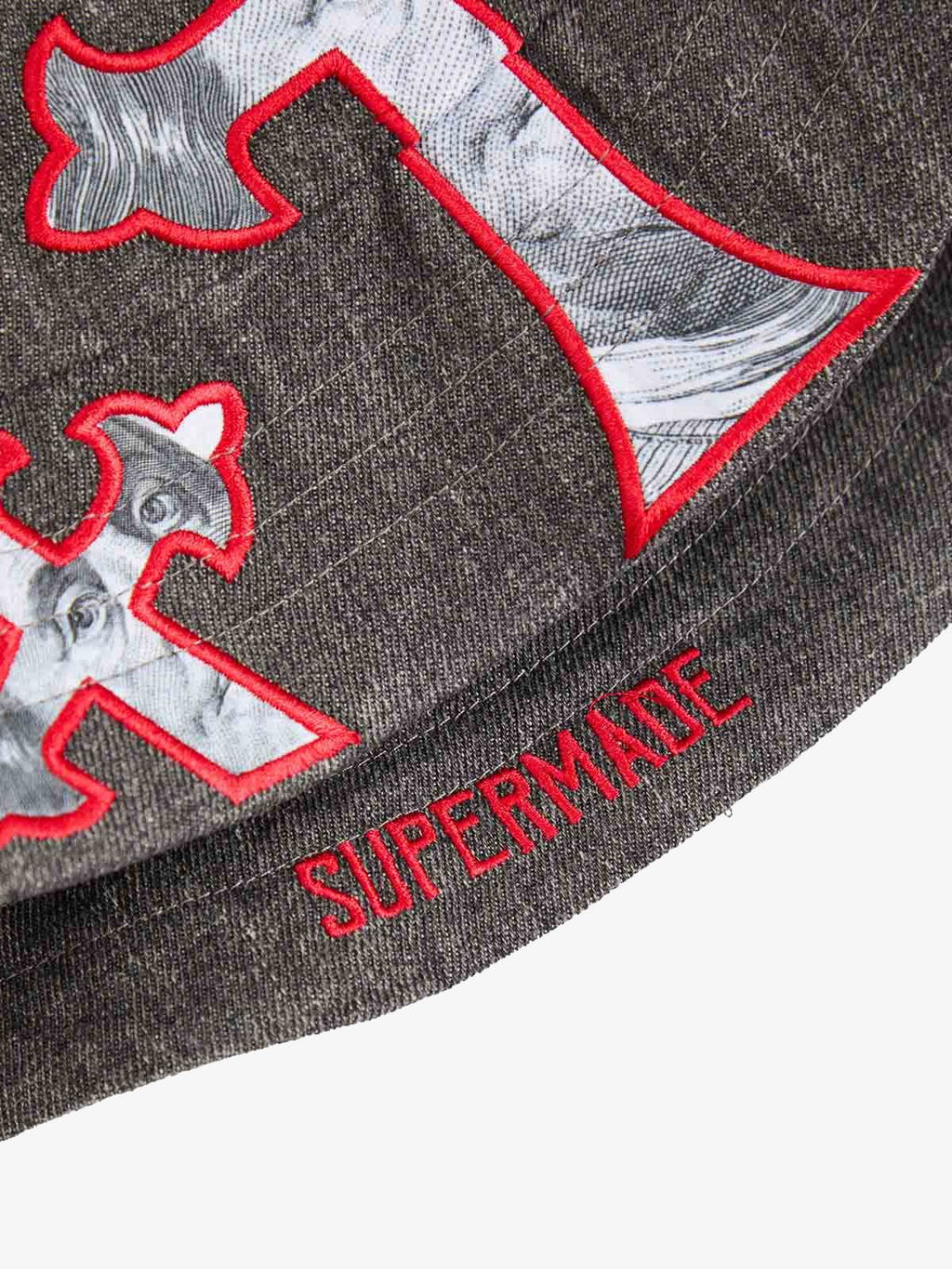 Cross And Portrait Denim Bucket Hat