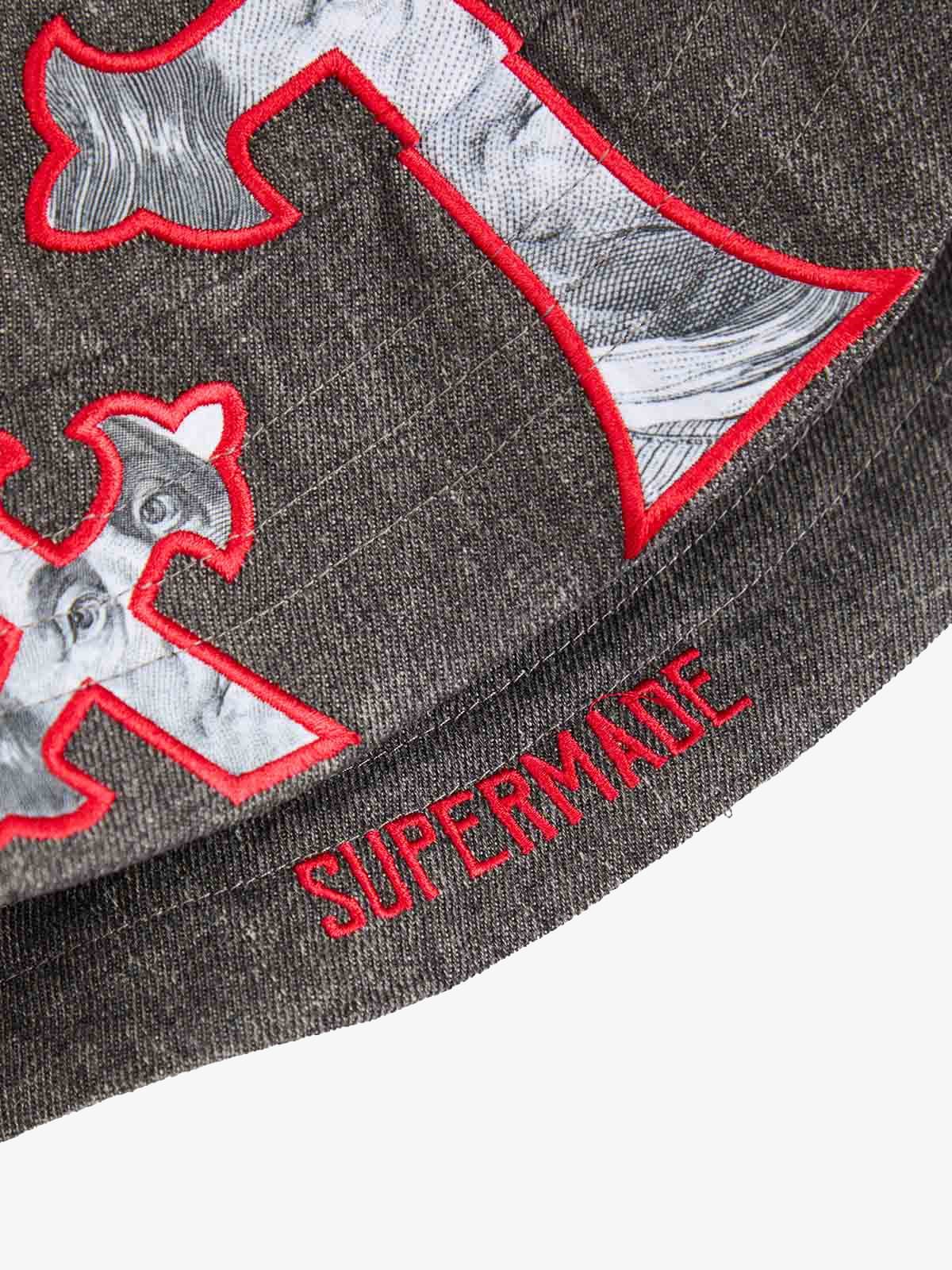 Cross And Portrait Denim Bucket Hat