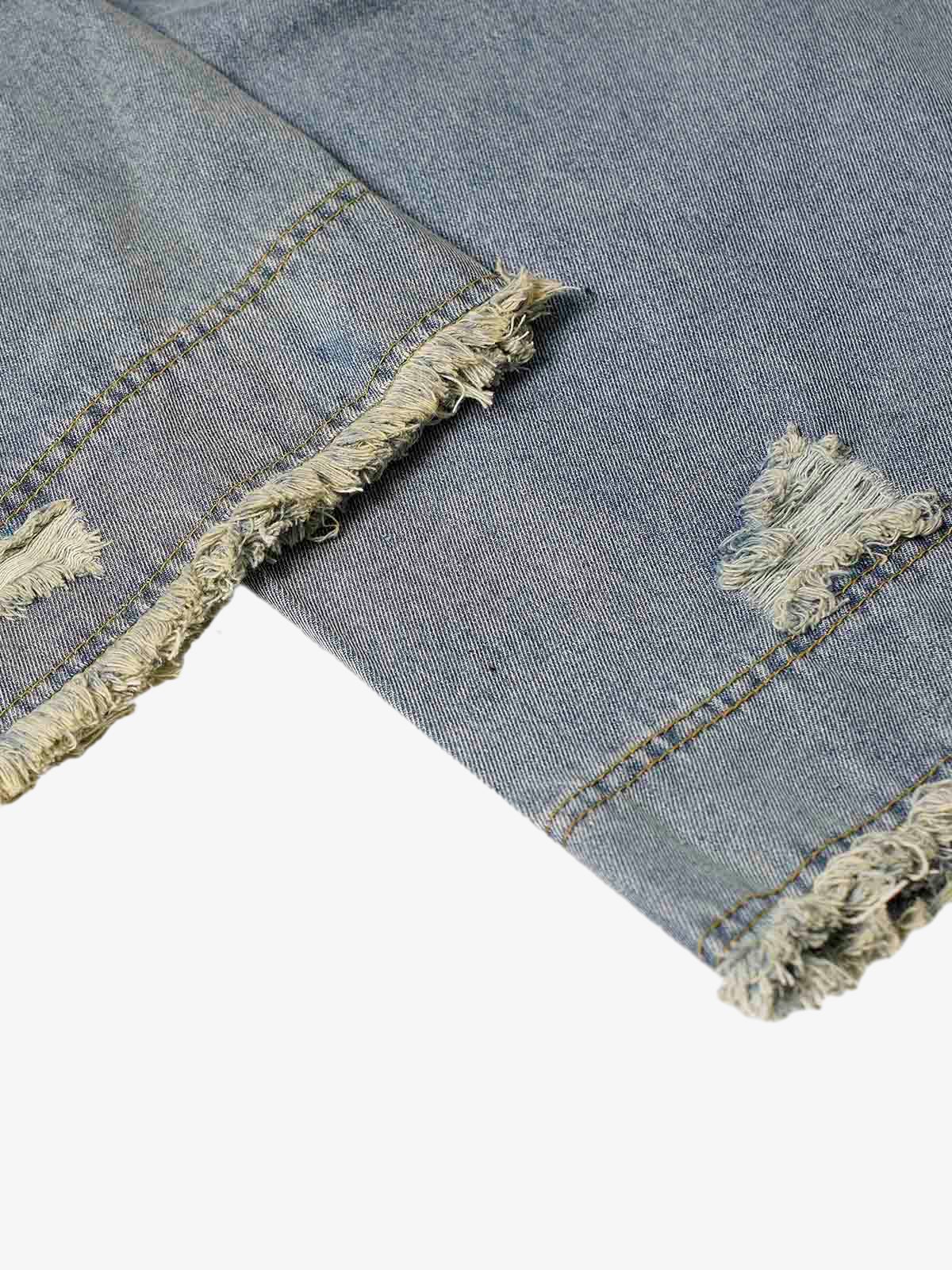Theprecipice Washed Ripped Baggy Jeans
