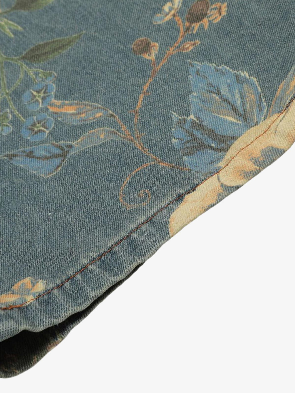 Denim Floral Print Carpenter Jeans - 2237
