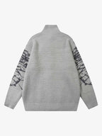 Theprecipice Butterfly Jacquard  Knit Mock Neck Sweater